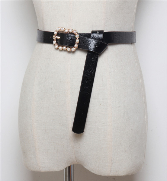 Stílusos női bőr öv gyöngyökkel több színben