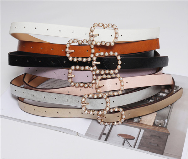 Stílusos női bőr öv gyöngyökkel több színben