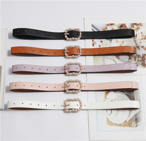 Stílusos női bőr öv gyöngyökkel több színben