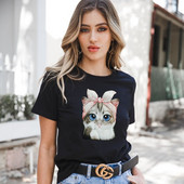 Női alkalmi póló négy színben mintával