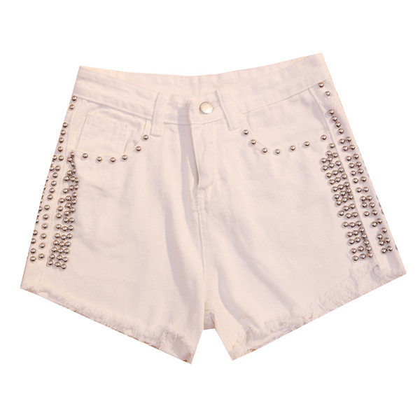 Modern női rövidnadrág magas derékkal, fekete-fehér lyukakkal