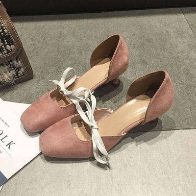 Öko velúrból készült női alkalmi cipő, két színben sarokkal