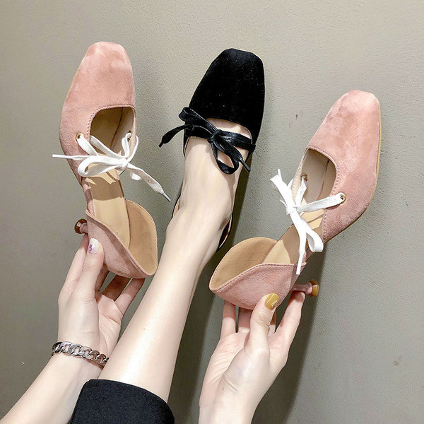 Öko velúrból készült női alkalmi cipő, két színben sarokkal