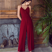 Stílusos női hosszú overall vékony piros pánttal