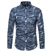 Alkalmi férfi ing hosszú ujjal, terepszínű motívummal