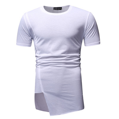 Ανδρικό T-shirt - Ασύμμετρο μοντέλο με φερμουάρ σε λευκό και μαύρο χρώμα