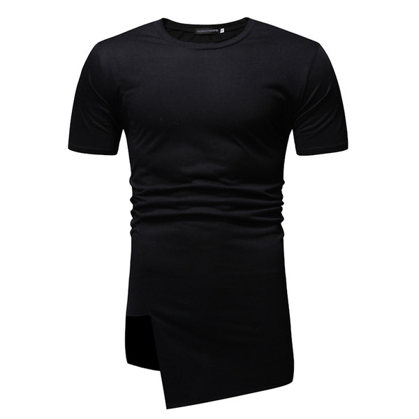 Ανδρικό T-shirt - Ασύμμετρο μοντέλο με φερμουάρ σε λευκό και μαύρο χρώμα