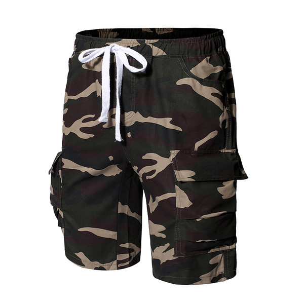 Alkalmi férfi rövidnadrág oldalzsebekkel, terepszínű mintával