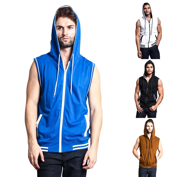 Alkalmi férfi mellény kapucnival és zsebbel több színben