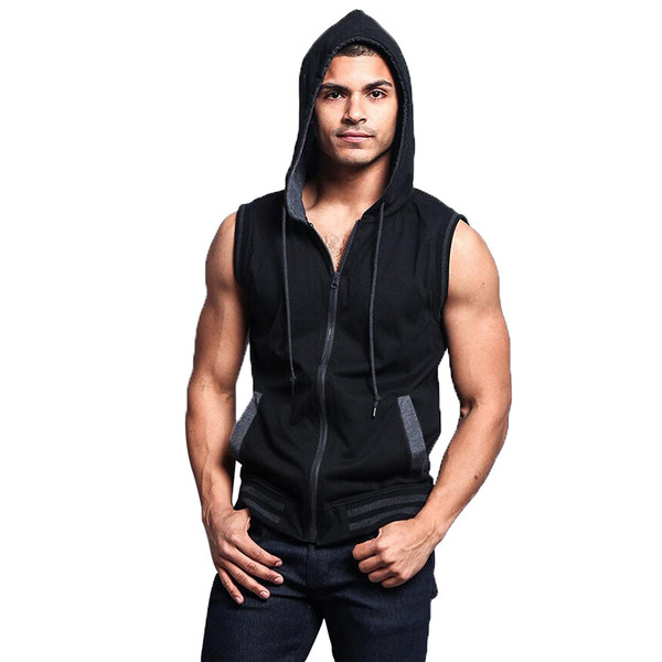 Alkalmi férfi mellény kapucnival és zsebbel több színben