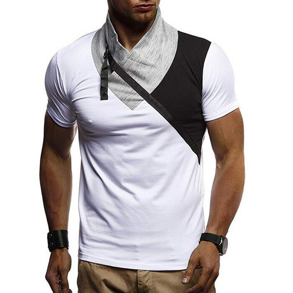 Modern férfi póló rövid ujjal és gallérral több színben