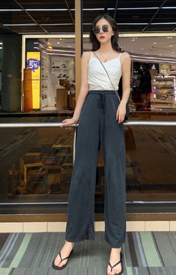 Alkalmi női nadrág magas derékkal, megkötővel három színben