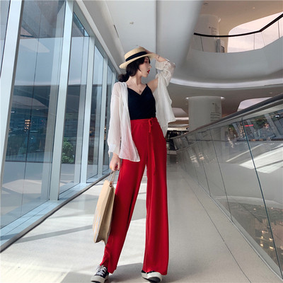 Alkalmi női nadrág magas derékkal, megkötővel három színben