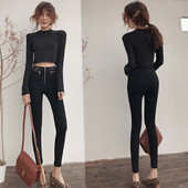 Modern női nadrág magas derékkal, fekete színben