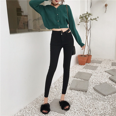 Μοντέρνα γυναικεία παντελόνια σε μαύρο χρώμα ασύμμετρο μοτίβο