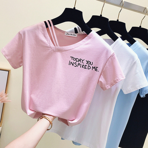 Női modern póló négy színben felirattal