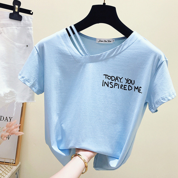 Női modern póló négy színben felirattal