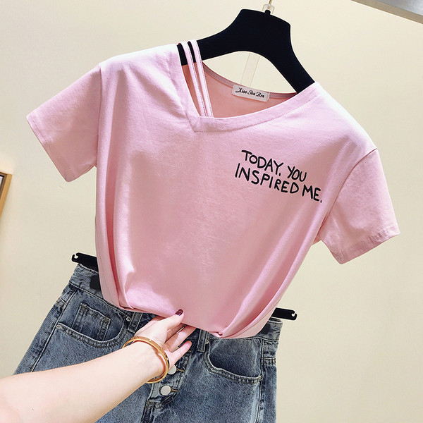 Női modern póló négy színben felirattal