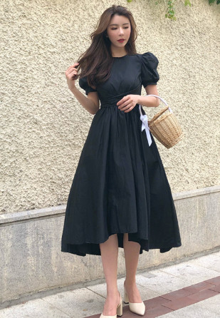 Модерна дамска рокля с къс ръкав в четири цвята