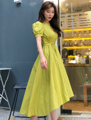 Модерна дамска рокля с къс ръкав в четири цвята