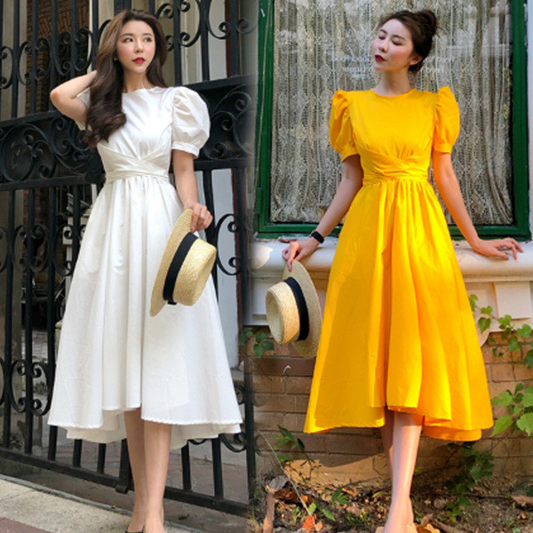 Модерна дамска рокля с къс ръкав в четири цвята