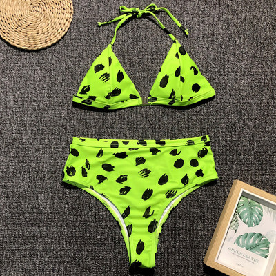 Costum de baie elegant din două piese în roz și verde