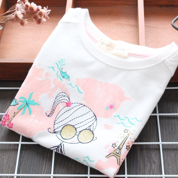 Gyerek póló lányoknak szürke és fehér színben