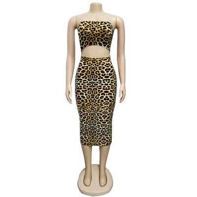 Modern leopárdmintás női ruha kivágásokkal több színben