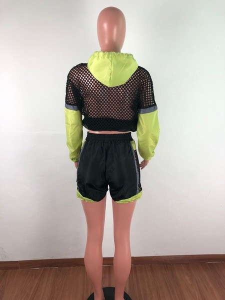 Két részből álló női sportkészlet - rövidnadrág és pulóver kék és fekete színben