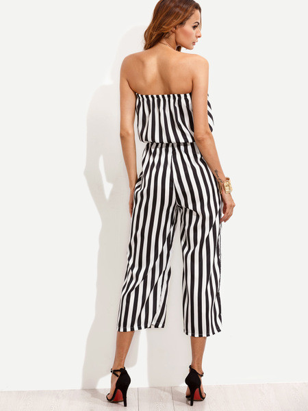 Γυναικείες φόρμες  με ζώνη σε μαύρο και άσπρο χρώμα