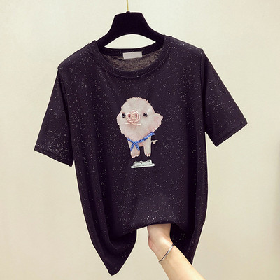 Κομψό  γυναικείο μπλουζάκι σε τρία χρώματα με εφαρμογές