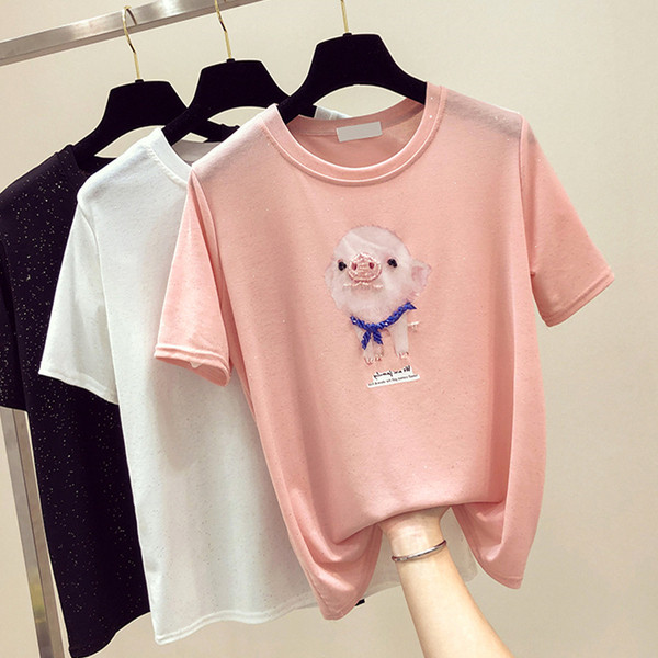 Κομψό  γυναικείο μπλουζάκι σε τρία χρώματα με εφαρμογές