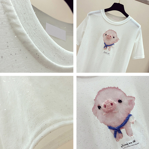 Κομψό  γυναικείο μπλουζάκι σε τρία χρώματα με εφαρμογές