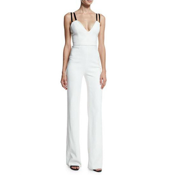 Stílusos női overall fehér és vékony pánttal