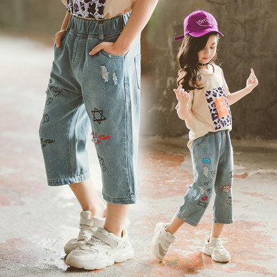 Нов модел детски дънки в син цвят за момичета