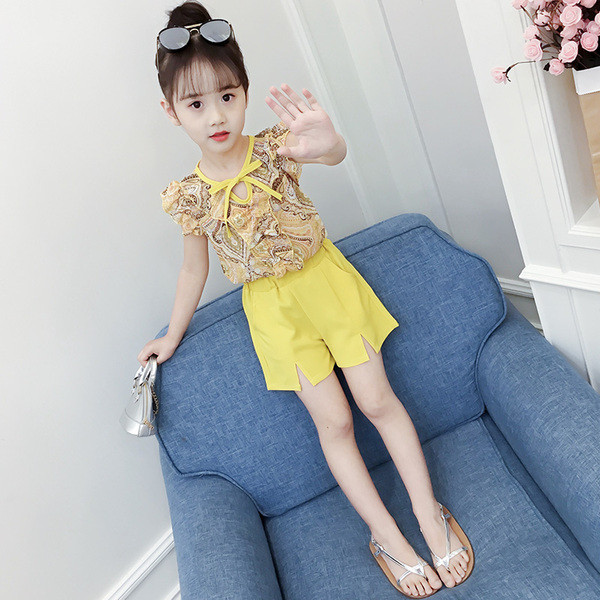 Детски комплект за момичета в жълт и розов цвят