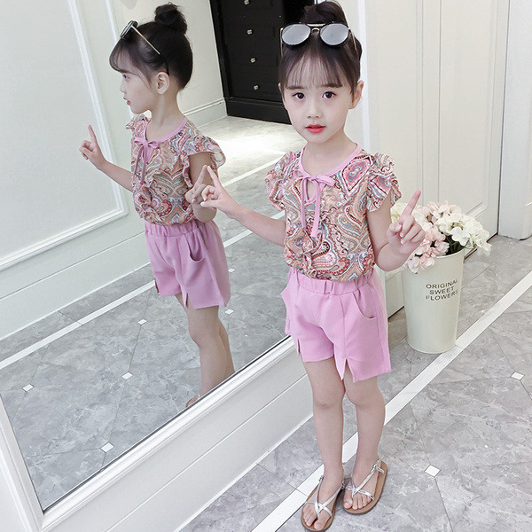 Детски комплект за момичета в жълт и розов цвят