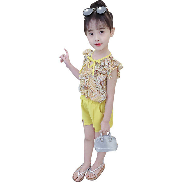 Детски комплект за момичета в жълт и розов цвят