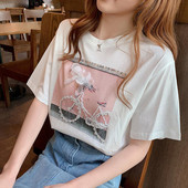 Tricou dama in doua culori cu element 3D si aplicatie