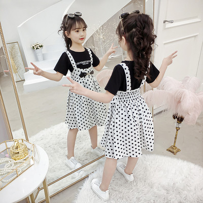 Нов модел детски комплект от две части рокля и блуза за момичета