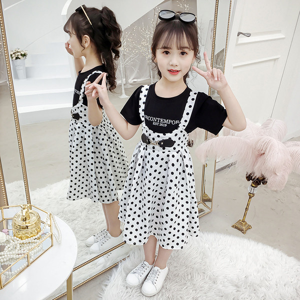 Нов модел детски комплект от две части рокля и блуза за момичета