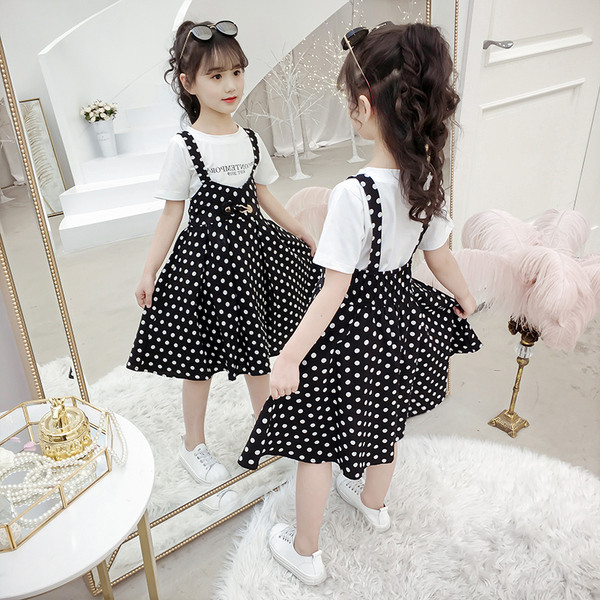 Нов модел детски комплект от две части рокля и блуза за момичета