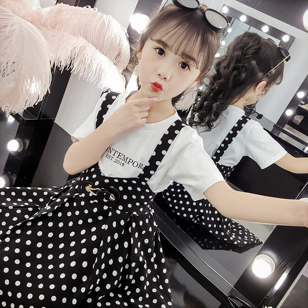 Нов модел детски комплект от две части рокля и блуза за момичета