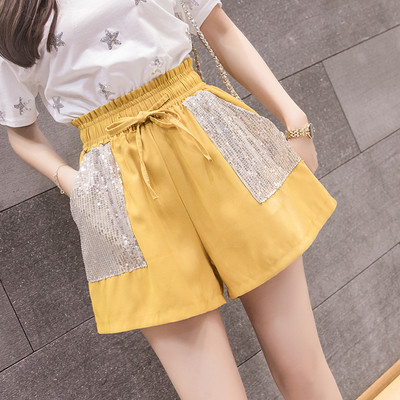 Модерни къси дамски панталони с пайети в няколко цвята