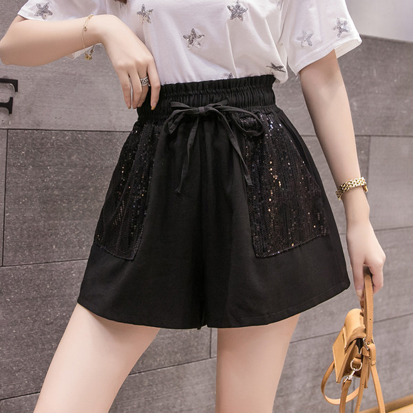 Модерни къси дамски панталони с пайети в няколко цвята