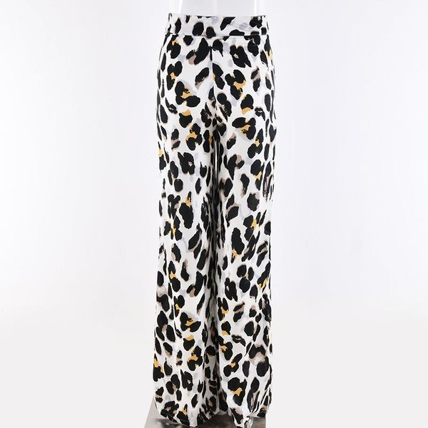 Стилен дамски панталон с леопардов десен и висока талия в два цвята 