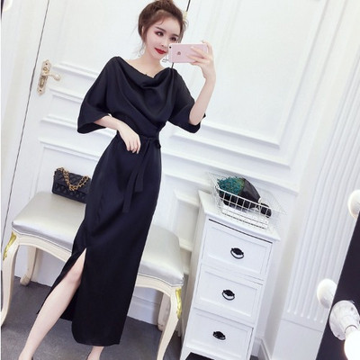 Модерна дамска рокля с 3/4 ръкав в три цвята 