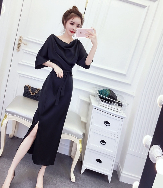 Модерна дамска рокля с 3/4 ръкав в три цвята 