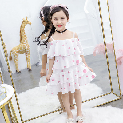 Rochie moderna pentru copii cu buline pentru fete in mai multe culori