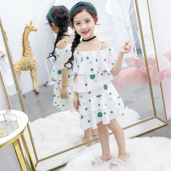 Модерна детска рокля на точки за момичета в няколко цвята